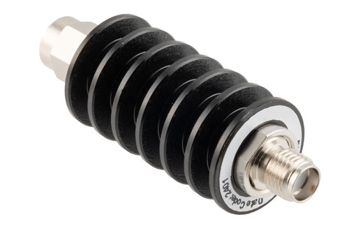 10 dB Fixed Attenuator, SMA Male to SMA Female Black Anodized Aluminum Body Rated to 10 Watts Up to 26.5 GHz