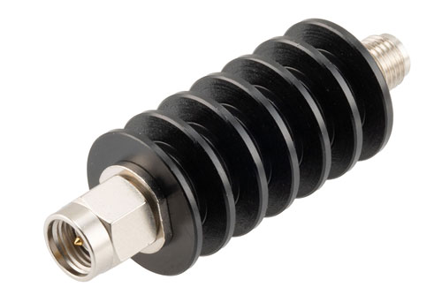 3 dB Fixed Attenuator, SMA Male to SMA Female Black Anodized Aluminum Body Rated to 10 Watts Up to 26.5 GHz