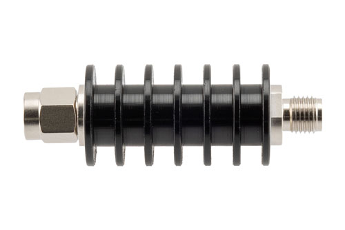 30 dB Fixed Attenuator, SMA Male to SMA Female Black Anodized Aluminum Body Rated to 10 Watts Up to 26.5 GHz