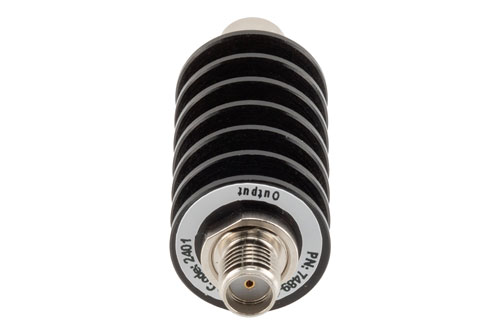 30 dB Fixed Attenuator, SMA Male to SMA Female Black Anodized Aluminum Body Rated to 10 Watts Up to 26.5 GHz