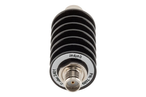 3 dB Fixed Attenuator, SMA Male to SMA Female Black Anodized Aluminum Body Rated to 10 Watts Up to 26.5 GHz