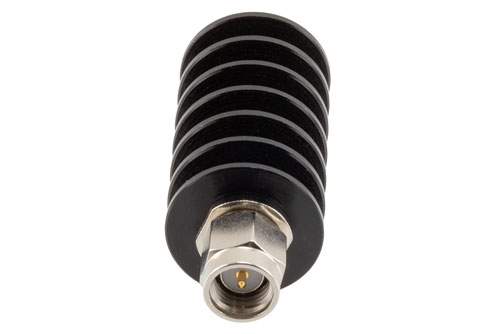 6 dB Fixed Attenuator, SMA Male to SMA Female Black Anodized Aluminum Body Rated to 10 Watts Up to 26.5 GHz