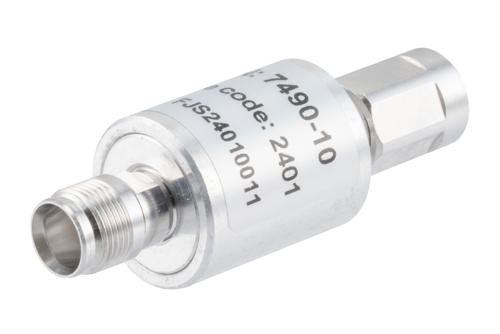 10 dB Fixed Attenuator, NEX10 Male to NEX10 Female Aluminum Body Rated to 5 Watts Up to 6 GHz
