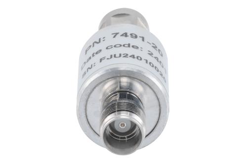 20 dB Fixed Attenuator, NEX10 Male to NEX10 Female Aluminum Body Rated to 10 Watts Up to 6 GHz