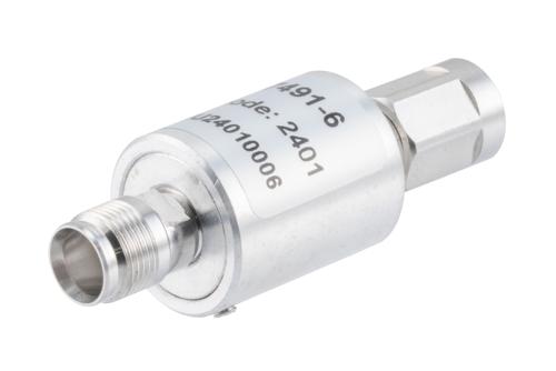 6 dB Fixed Attenuator, NEX10 Male to NEX10 Female Aluminum Body Rated to 10 Watts Up to 6 GHz