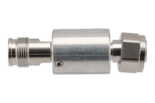 10 dB Fixed Attenuator, 2.2-5 Male to 2.2-5 Female Brass Body Rated to 10 Watts, DC to 6 GHz