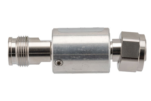 3 dB Fixed Attenuator, 2.2-5 Male to 2.2-5 Female Brass Body Rated to 10 Watts, DC to 6 GHz