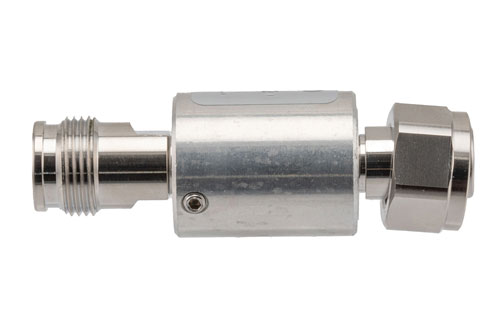 6 dB Fixed Attenuator, 2.2-5 Male to 2.2-5 Female Brass Body Rated to 10 Watts, DC to 6 GHz