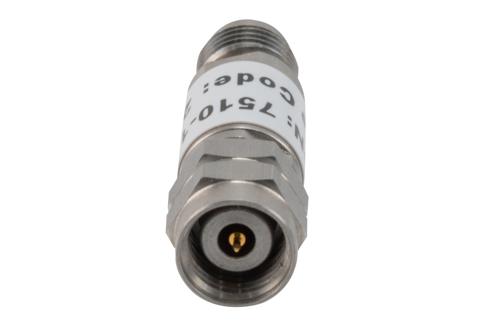 10 dB Fixed Attenuator, 2.4mm Male to 2.4mm Female Stainless Steel Body Rated to 2 Watts Up to 50 GHz