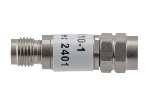 1 dB Fixed Attenuator, 2.4mm Male to 2.4mm Female Stainless Steel Body Rated to 2 Watts Up to 50 GHz