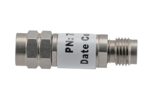 20 dB Fixed Attenuator, 2.4mm Male to 2.4mm Female Stainless Steel Body Rated to 2 Watts Up to 50 GHz