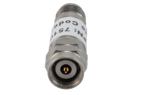 20 dB Fixed Attenuator, 2.4mm Male to 2.4mm Female Stainless Steel Body Rated to 2 Watts Up to 50 GHz