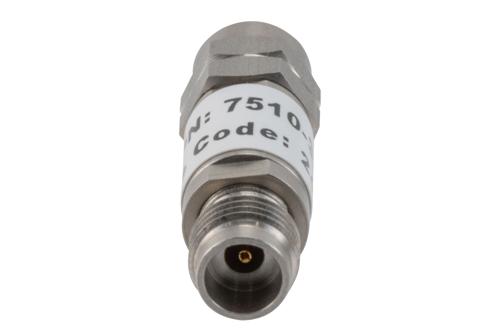 3 dB Fixed Attenuator, 2.4mm Male to 2.4mm Female Stainless Steel Body Rated to 2 Watts Up to 50 GHz