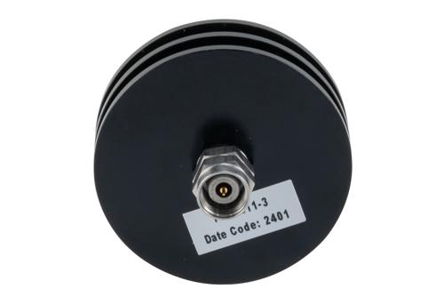3 dB Fixed Attenuator, 2.4mm Male to 2.4mm Female Aluminum Body Rated to 5 Watts Up to 50 GHz