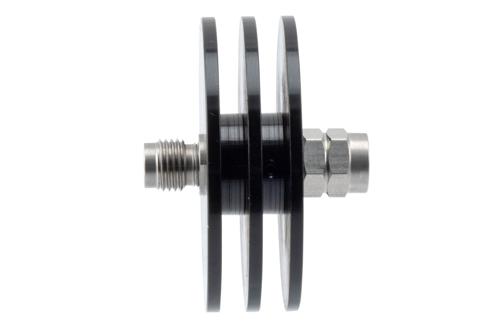 6 dB Fixed Attenuator, 2.4mm Male to 2.4mm Female Aluminum Body Rated to 5 Watts Up to 50 GHz