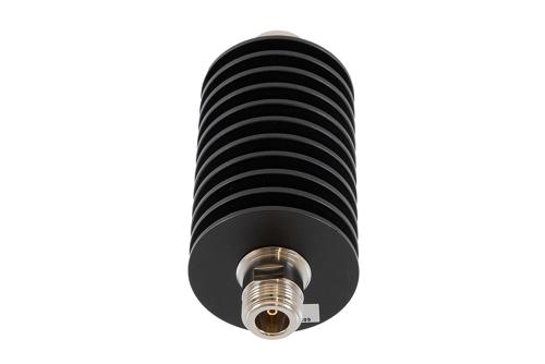 40 dB Fixed Attenuator, N Male to N Female Aluminum Black Anodized Body Rated to 50 Watts Up to 10 GHz