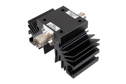 50 dB Fixed Attenuator, N Male to N Female Aluminum Black Anodized Body Rated to 50 Watts Up to 10 GHz