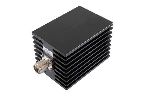 30 dB Fixed Attenuator, N Male to N Female Aluminum Black Anodized Body Rated to 100 Watts Up to 10 GHz