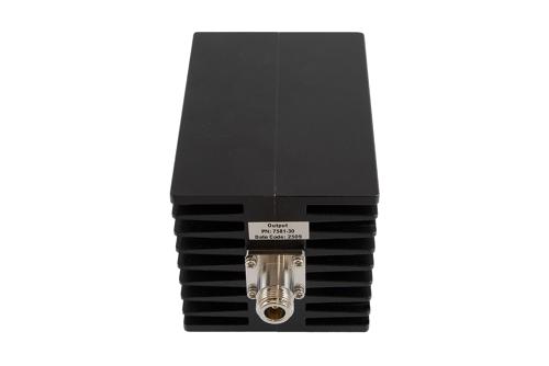 30 dB Fixed Attenuator, N Male to N Female Aluminum Black Anodized Body Rated to 100 Watts Up to 10 GHz