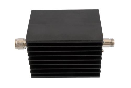 40 dB Fixed Attenuator, N Male to N Female Aluminum Black Anodized Body Rated to 100 Watts Up to 10 GHz