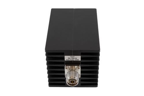 30 dB Fixed Attenuator, N Male to N Female Aluminum Black Anodized Body Rated to 150 Watts Up to 10 GHz