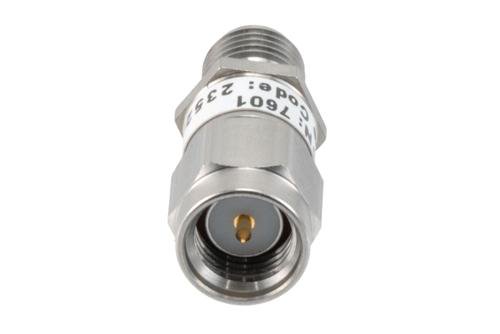 1dB RF fixed attenuator 2W, DC to 3GHz, SMA male to female, Stainless Steel