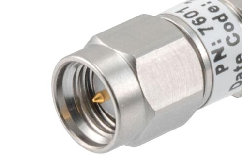 20dB RF fixed attenuator 2W, DC to 3GHz, SMA male to female, Stainless Steel