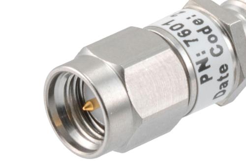 3dB RF fixed attenuator 2W, DC to 3GHz, SMA male to female, Stainless Steel
