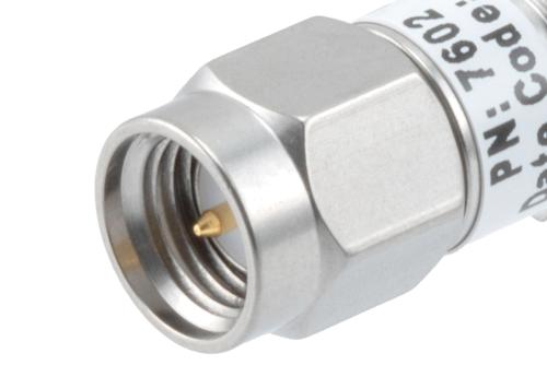 12dB RF fixed attenuator 2W, DC to 6GHz, SMA male to female, Stainless Steel