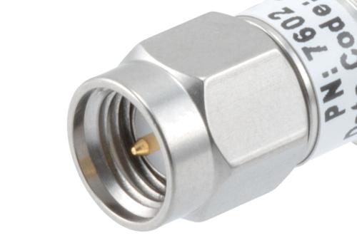 1dB RF fixed attenuator 2W, DC to 6GHz, SMA male to female, Stainless Steel