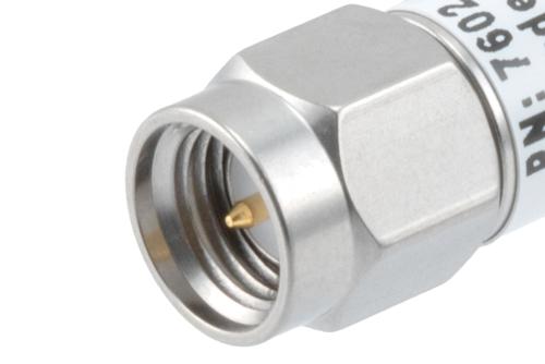 2dB RF fixed attenuator 2W, DC to 6GHz, SMA male to female, Stainless Steel