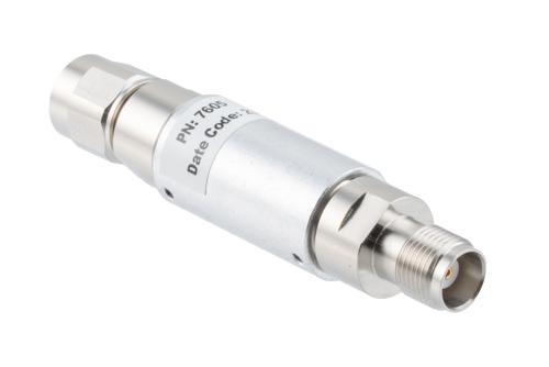 10dB RF fixed attenuator 2W, DC to 18GHz, TNC male to female, Brass