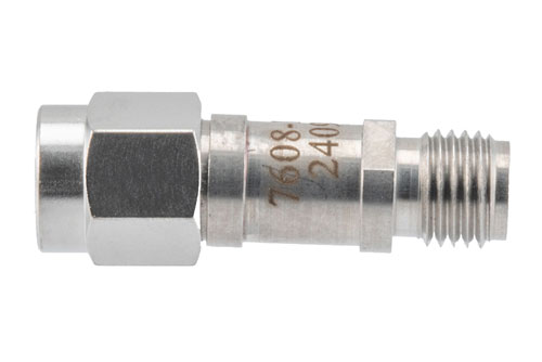 15 dB RF fixed attenuator 2W, DC to 6GHz, SMA Male to SMA Female, Stainless Steel