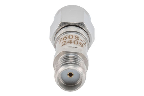 2 dB RF fixed attenuator 2W, DC to 6GHz, SMA Male to SMA Female, Stainless Steel