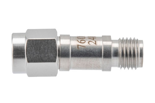 4 dB RF fixed attenuator 2W, DC to 6GHz, SMA Male to SMA Female, Stainless Steel