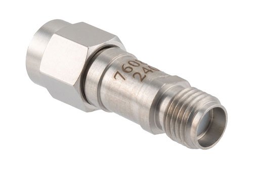 6 dB RF fixed attenuator 2W, DC to 6GHz, SMA Male to SMA Female, Stainless Steel