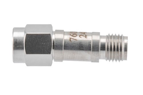 7 dB RF fixed attenuator 2W, DC to 6GHz, SMA Male to SMA Female, Stainless Steel