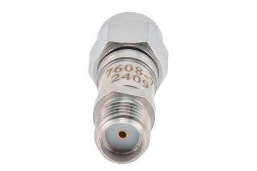 7 dB RF fixed attenuator 2W, DC to 6GHz, SMA Male to SMA Female, Stainless Steel