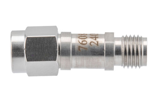 8 dB RF fixed attenuator 2W, DC to 6GHz, SMA Male to SMA Female, Stainless Steel