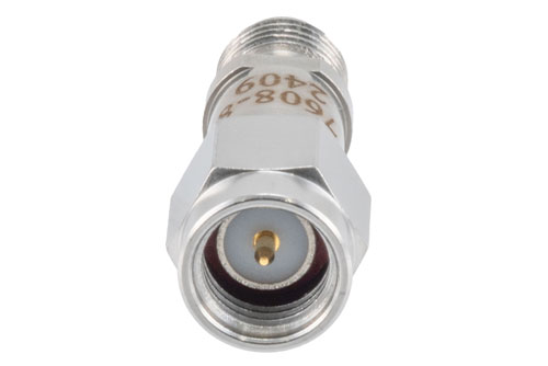 8 dB RF fixed attenuator 2W, DC to 6GHz, SMA Male to SMA Female, Stainless Steel