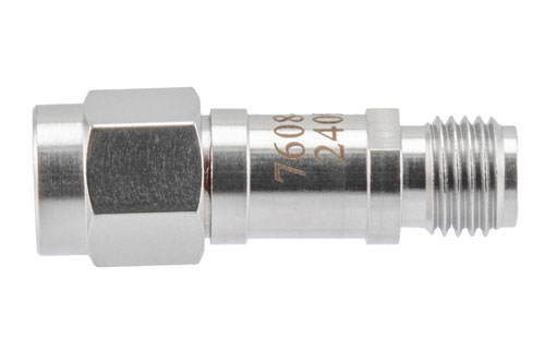 9 dB RF fixed attenuator 2W, DC to 6GHz, SMA Male to SMA Female, Stainless Steel