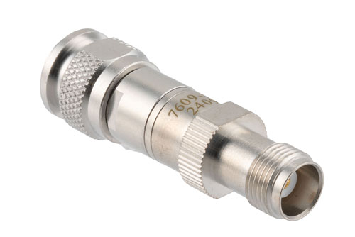 10 dB RF fixed attenuator 2W, DC to 3GHz, TNC Male to TNC Female, Brass