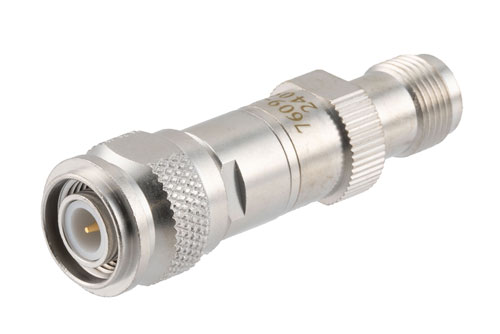 30 dB RF fixed attenuator 2W, DC to 3GHz, TNC Male to TNC Female, Brass