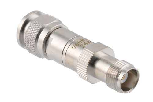 30 dB RF fixed attenuator 2W, DC to 3GHz, TNC Male to TNC Female, Brass