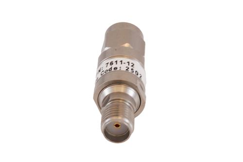 12 dB Fixed Attenuator SMA Male to SMA Female Passivated Stainless Steel Body Rated 2 Watt DC to 18 GHz