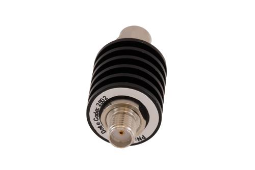 40 dB Fixed Attenuator SMA Male to SMA Female Black Anodized Aluminum Heatsink Body Rated 5 Watt DC to 18 GHz