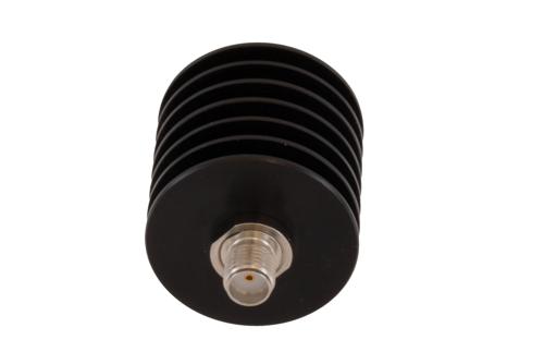 10 dB Fixed Attenuator SMA Male to SMA Female Black Anodized Aluminum Heatsink Body Rated 10 Watt DC to 18 GHz