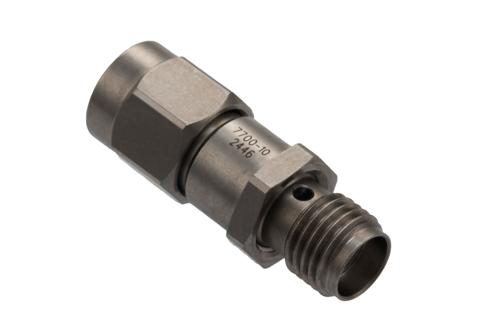 10 dB Fixed Attenuator for Cryogenic Application, SMA Male to SMA Female Passivated Stainless Steel Hex/Round Body Rated to 2W, DC to 18 GHz