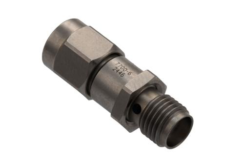 6 dB Fixed Attenuator for Cryogenic Application, SMA Male to SMA Female Passivated Stainless Steel Hex/Round Body Rated to 2W, DC to 18 GHz