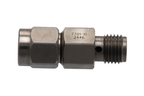10 dB Fixed Attenuator for Cryogenic Application, SMA Male to SMA Female Passivated Stainless Steel Body Rated to 2 Watt, DC to 18 GHz